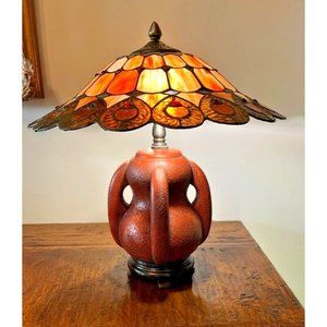 Dale Tiffany Stained Glass 17” Tall Table Lamp, Shade Is 17” Across. Rich Colors